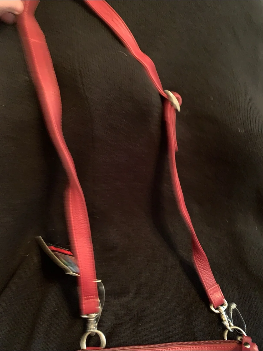 HOBO Red Pebbled Leather Crossbody with Front Pockets - Picture 3 of 9